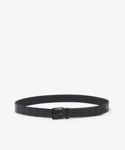 Lacoste Belts-Textured Monogram Leather Belt