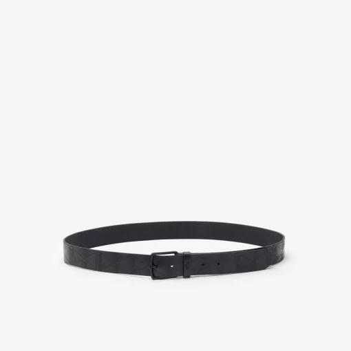 Lacoste Belts-Textured Monogram Leather Belt