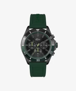 Lacoste Watches-Tiebreaker Chrono Watch - Black With Green Silicone Strap