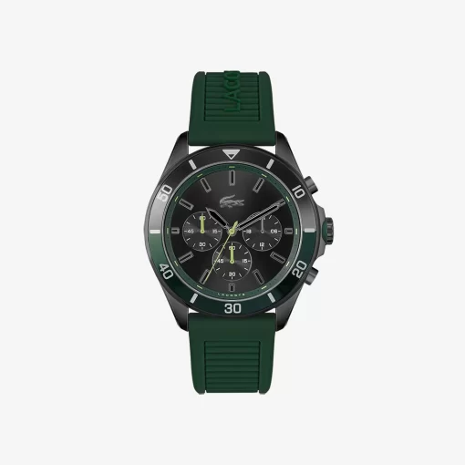 Lacoste Watches-Tiebreaker Chrono Watch - Black With Green Silicone Strap