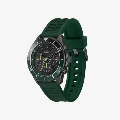 Lacoste Watches-Tiebreaker Chrono Watch - Black With Green Silicone Strap