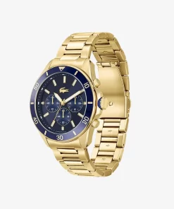 Lacoste Watches-Tiebreaker Chrono Watch - Blue With Gold Plated Bracelet