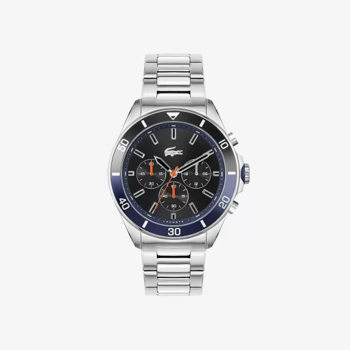 Lacoste Watches-Tiebreaker Chrono Watch -Black With Stainless Steel Bracelet