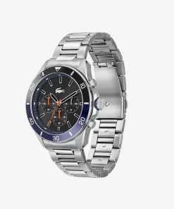 Lacoste Watches-Tiebreaker Chrono Watch -Black With Stainless Steel Bracelet