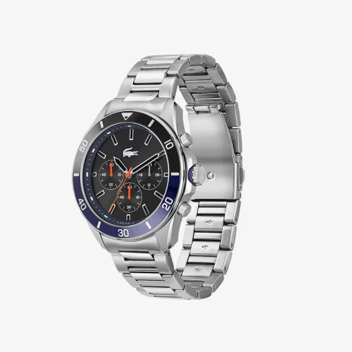 Lacoste Watches-Tiebreaker Chrono Watch -Black With Stainless Steel Bracelet