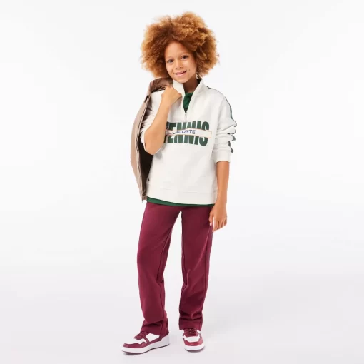 Lacoste Girl Clothing-Trucker Neck Printed Cotton Sweatshirt