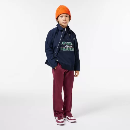 Lacoste Girl Clothing-Trucker Neck Printed Cotton Sweatshirt