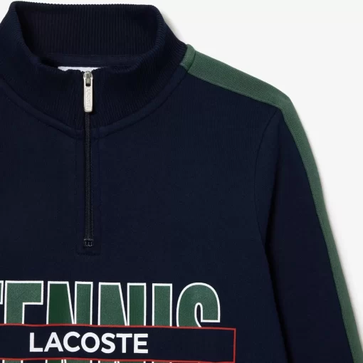 Lacoste Girl Clothing-Trucker Neck Printed Cotton Sweatshirt