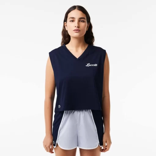 Lacoste Fitness & Training-Ultra-Dry Print Sport Crop Top