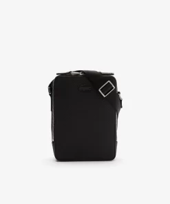 Lacoste Vertical Bags-Unisex Chantaco Matte Stitched Leather Vertical Camera Bag