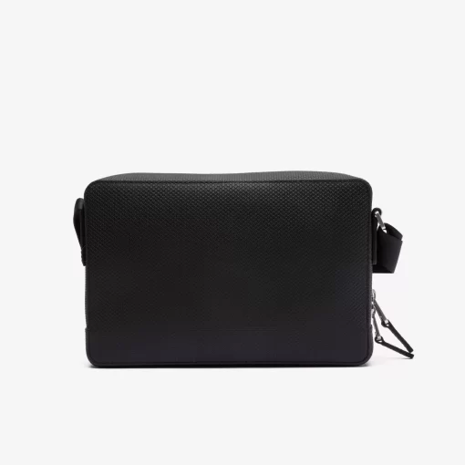 Lacoste Vertical Bags-Unisex Chantaco Matte Stitched Leather Zippered Crossbody Bag