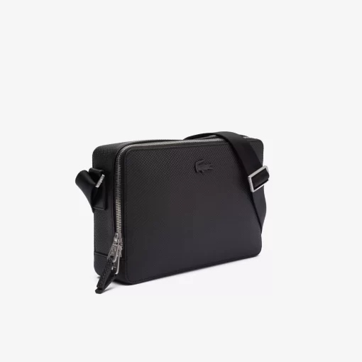 Lacoste Vertical Bags-Unisex Chantaco Matte Stitched Leather Zippered Crossbody Bag