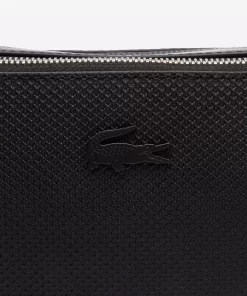 Lacoste Vertical Bags-Unisex Chantaco Matte Stitched Leather Zippered Crossbody Bag