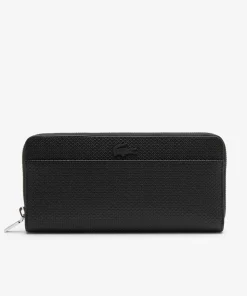 Lacoste Wallets & Small Leather Goods-Unisex Chantaco Zipped Embossed Pique Leather Large Wallet