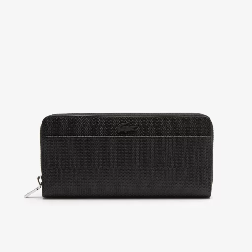 Lacoste Wallets & Small Leather Goods-Unisex Chantaco Zipped Embossed Pique Leather Large Wallet