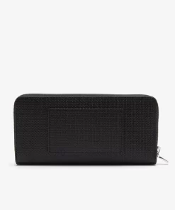 Lacoste Wallets & Small Leather Goods-Unisex Chantaco Zipped Embossed Pique Leather Large Wallet