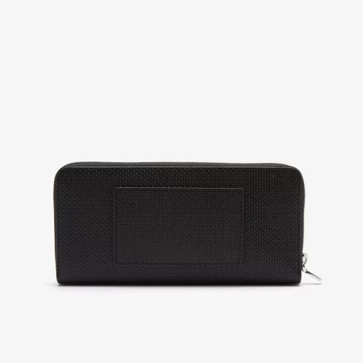 Lacoste Wallets & Small Leather Goods-Unisex Chantaco Zipped Embossed Pique Leather Large Wallet