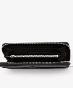 Lacoste Wallets & Small Leather Goods-Unisex Chantaco Zipped Embossed Pique Leather Large Wallet