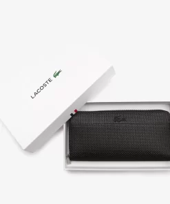 Lacoste Wallets & Small Leather Goods-Unisex Chantaco Zipped Embossed Pique Leather Large Wallet