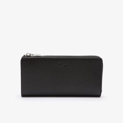 Lacoste Wallets & Small Leather Goods-Unisex Chantaco Zippered Matte Pique Leather Wallet