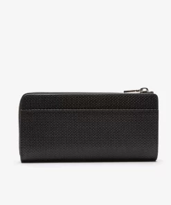 Lacoste Wallets & Small Leather Goods-Unisex Chantaco Zippered Matte Pique Leather Wallet