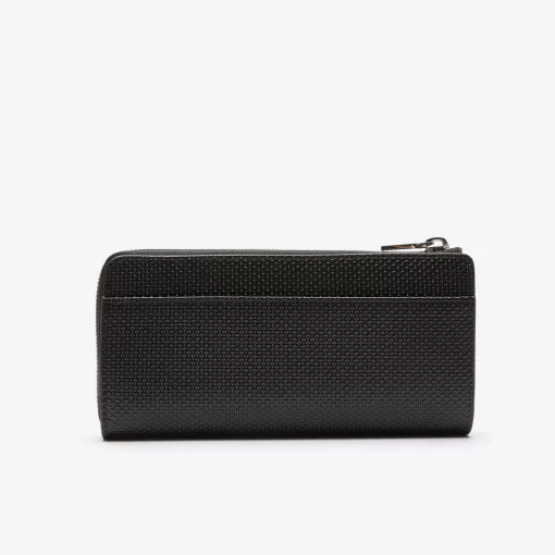 Lacoste Wallets & Small Leather Goods-Unisex Chantaco Zippered Matte Pique Leather Wallet