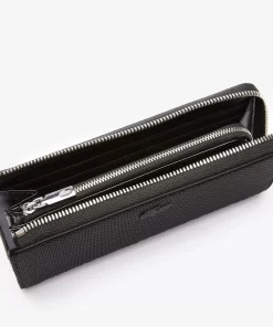 Lacoste Wallets & Small Leather Goods-Unisex Chantaco Zippered Matte Pique Leather Wallet