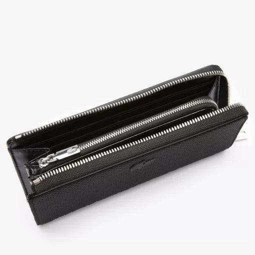 Lacoste Wallets & Small Leather Goods-Unisex Chantaco Zippered Matte Pique Leather Wallet