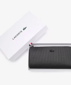 Lacoste Wallets & Small Leather Goods-Unisex Chantaco Zippered Matte Pique Leather Wallet