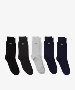 Lacoste Socks-Unisex High-Cut Organic Cotton Socks Five-Pack