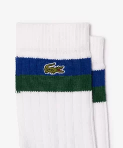 Lacoste Socks-Unisex High-Cut Striped Ribbed Cotton Socks Two-Pack