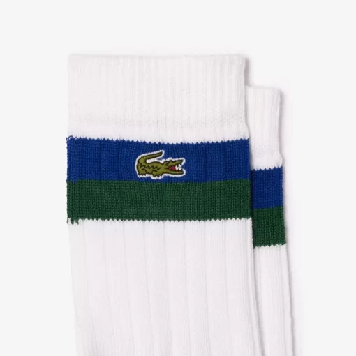 Lacoste Socks-Unisex High-Cut Striped Ribbed Cotton Socks Two-Pack