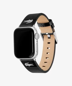 Lacoste Watches-Unisex Black Leather Apple Watch Strap