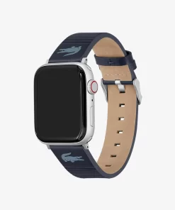 Lacoste Watches-Unisex Blue Leather Apple Watch Strap