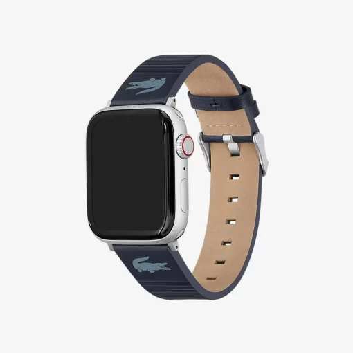 Lacoste Watches-Unisex Blue Leather Apple Watch Strap