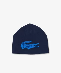 Lacoste Caps & Hats-Unisex Contrast Crocodile Reversible Beanie