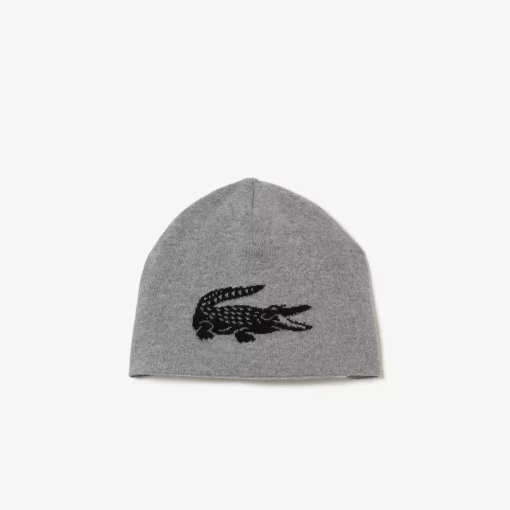 Lacoste Caps & Hats-Unisex Contrast Crocodile Reversible Beanie