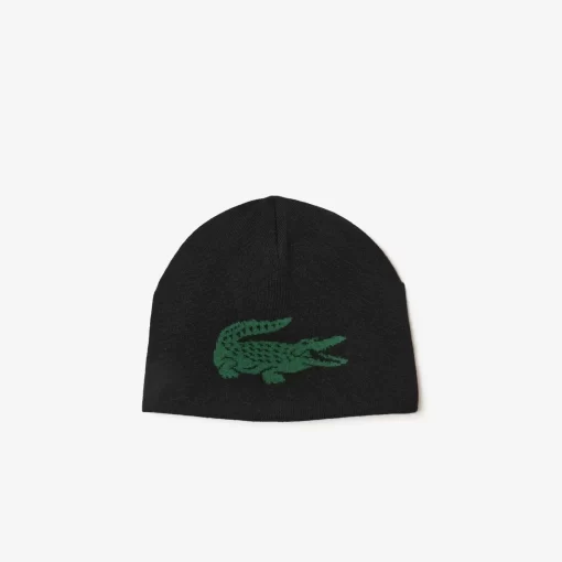 Lacoste Caps & Hats-Unisex Contrast Crocodile Reversible Beanie