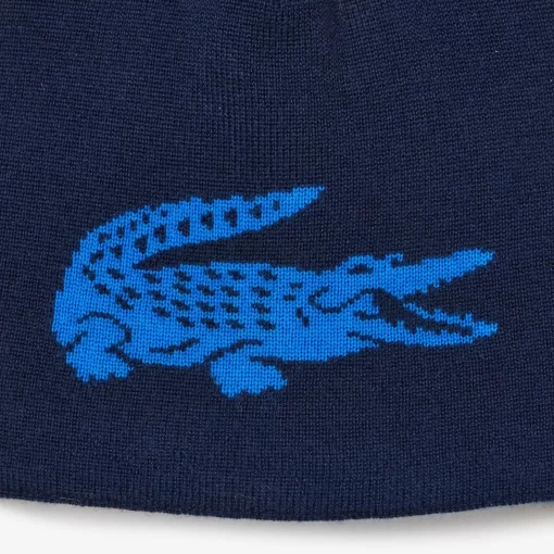 Lacoste Caps & Hats-Unisex Contrast Crocodile Reversible Beanie