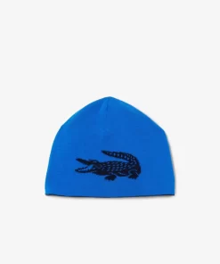 Lacoste Caps & Hats-Unisex Contrast Crocodile Reversible Beanie