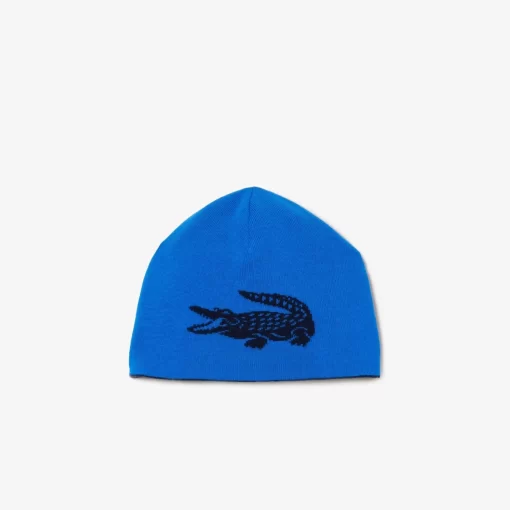 Lacoste Caps & Hats-Unisex Contrast Crocodile Reversible Beanie