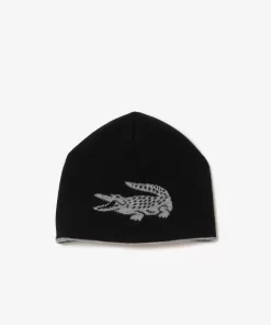 Lacoste Caps & Hats-Unisex Contrast Crocodile Reversible Beanie