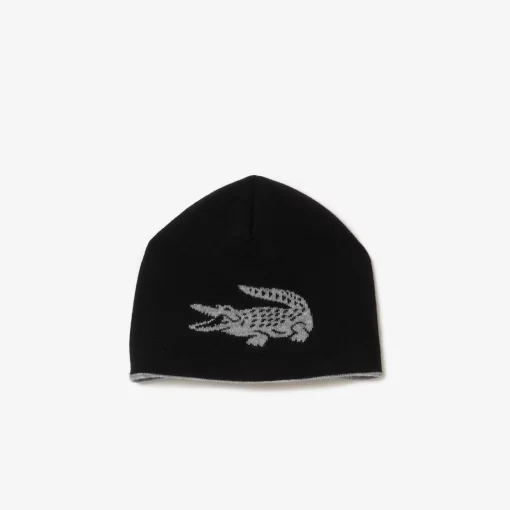 Lacoste Caps & Hats-Unisex Contrast Crocodile Reversible Beanie