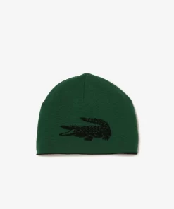 Lacoste Caps & Hats-Unisex Contrast Crocodile Reversible Beanie