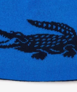 Lacoste Caps & Hats-Unisex Contrast Crocodile Reversible Beanie