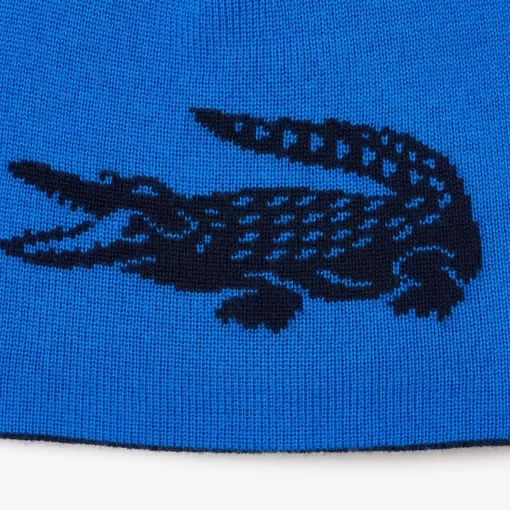 Lacoste Caps & Hats-Unisex Contrast Crocodile Reversible Beanie