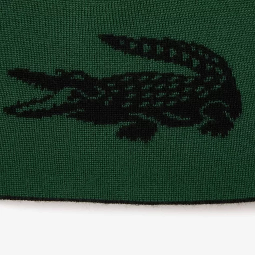 Lacoste Caps & Hats-Unisex Contrast Crocodile Reversible Beanie