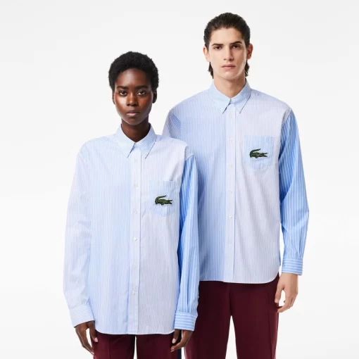 Lacoste Shirts & Tops-Unisex Large Crocodile Striped Cotton Shirt