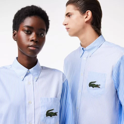 Lacoste Shirts & Tops-Unisex Large Crocodile Striped Cotton Shirt