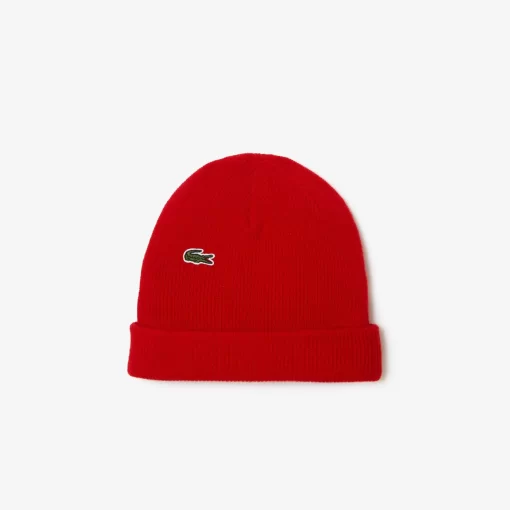 Lacoste Caps & Hats-Unisex Ribbed Wool Beanie